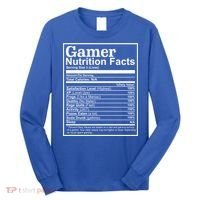 Funny Gamer Nutrition Facts Gaming Chart Pizzas Eating Cool Great Gift Long Sleeve Shirt thumb 0