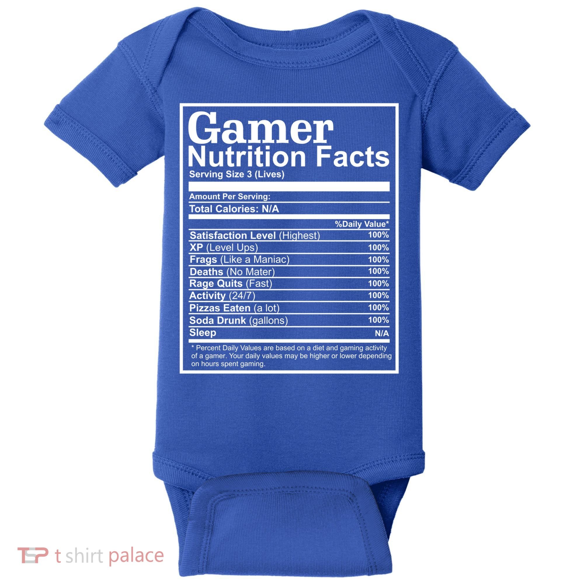 Funny Gamer Nutrition Facts Gaming Chart Pizzas Eating Cool Great Gift Baby Bodysuit