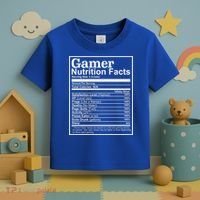 Funny Gamer Nutrition Facts Gaming Chart Pizzas Eating Cool Great Gift Toddler T-Shirt thumb 3