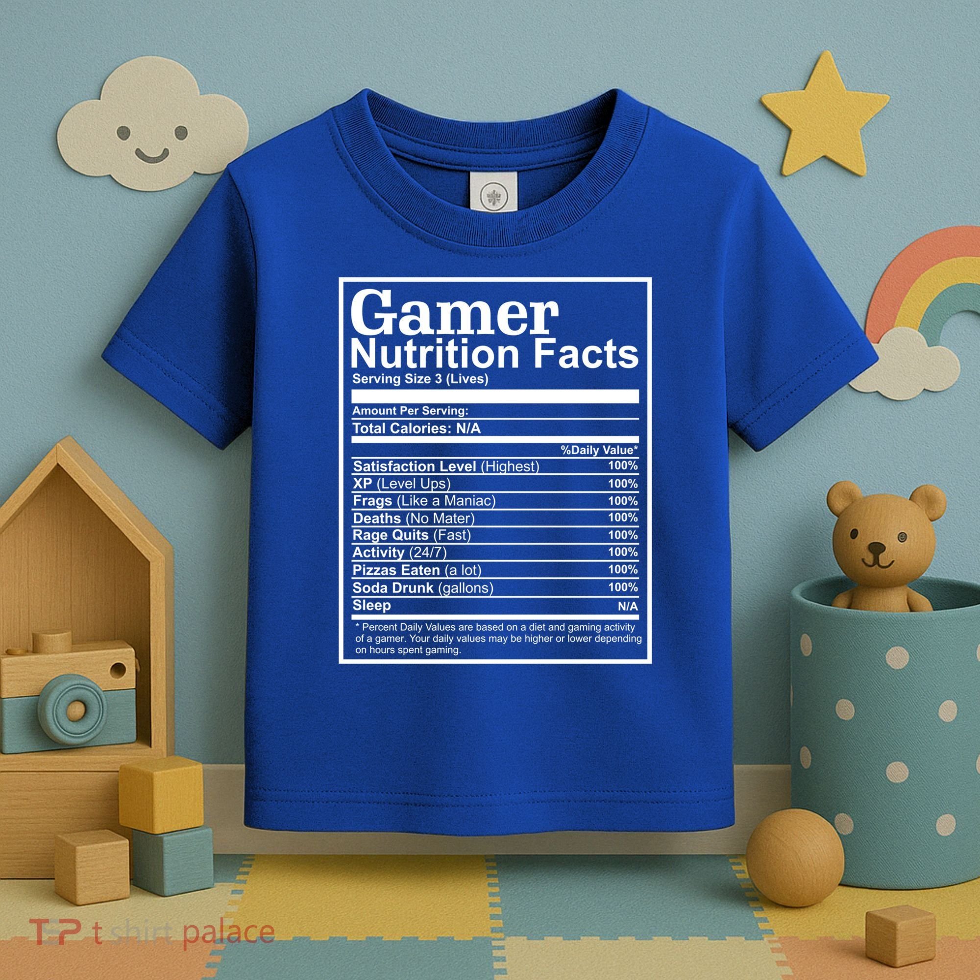Funny Gamer Nutrition Facts Gaming Chart Pizzas Eating Cool Great Gift Toddler T-Shirt