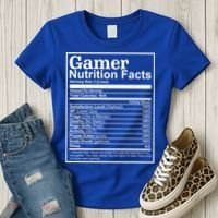 Funny Gamer Nutrition Facts Gaming Chart Pizzas Eating Cool Great Gift Women's T-Shirt thumb 3