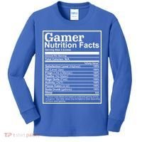 Funny Gamer Nutrition Facts Gaming Chart Pizzas Eating Cool Great Gift Kids Long Sleeve Shirt thumb 0