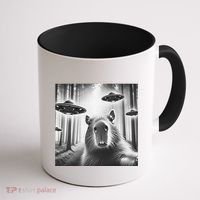 Funny Graphic Novelty Capybara Selfie With Ufo Weird Silly Coffee Mug thumb 1