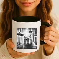 Funny Graphic Novelty Capybara Selfie With Ufo Weird Silly Coffee Mug thumb 3