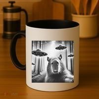 Funny Graphic Novelty Capybara Selfie With Ufo Weird Silly Coffee Mug thumb 4