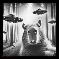 Funny Graphic Novelty Capybara Selfie With Ufo Weird Silly Coffee Mug thumb 5
