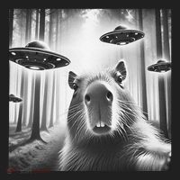 Funny Graphic Novelty Capybara Selfie With Ufo Weird Silly Beanie thumb 2