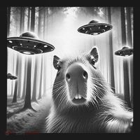 Funny Graphic Novelty Capybara Selfie With Ufo Weird Silly Women's Hoodie thumb 2