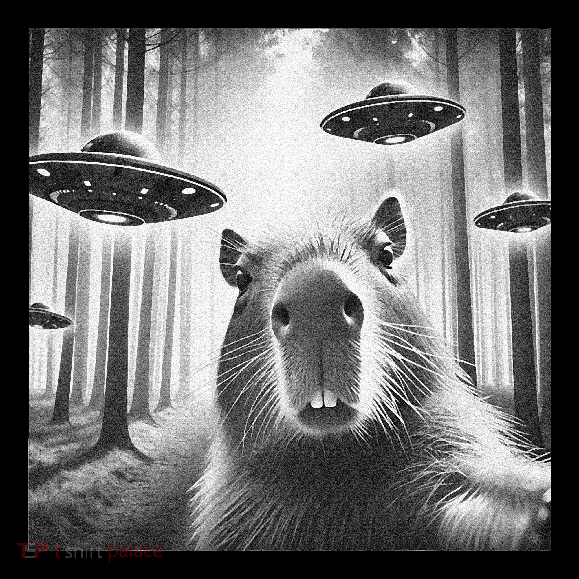 Funny Graphic Novelty Capybara Selfie With Ufo Weird Silly Women's Hoodie