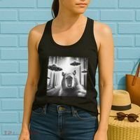 Funny Graphic Novelty Capybara Selfie With Ufo Weird Silly Women's Tank Top thumb 2