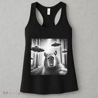 Funny Graphic Novelty Capybara Selfie With Ufo Weird Silly Women's Tank Top thumb 3
