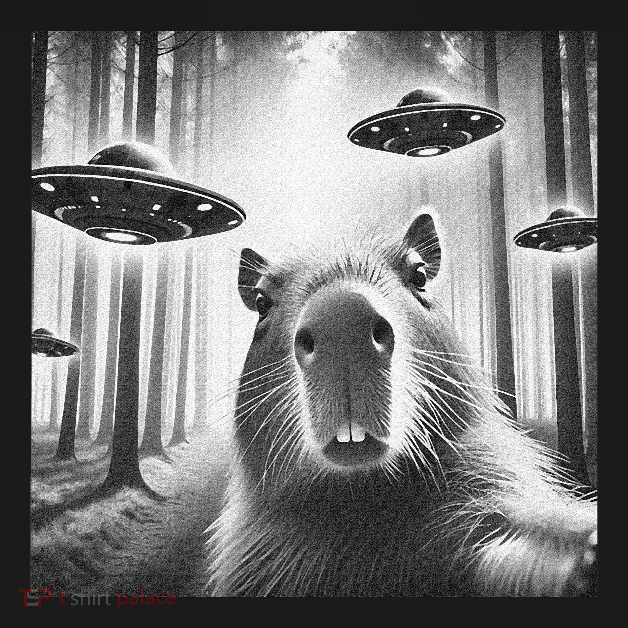 Funny Graphic Novelty Capybara Selfie With Ufo Weird Silly Women's Tank Top