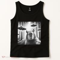 Funny Graphic Novelty Capybara Selfie With Ufo Weird Silly Tank Top thumb 2