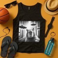 Funny Graphic Novelty Capybara Selfie With Ufo Weird Silly Tank Top thumb 4
