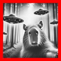 Funny Graphic Novelty Capybara Selfie With Ufo Weird Silly Santa Hat thumb 1