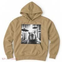 Funny Graphic Novelty Capybara Selfie With Ufo Weird Silly Hoodie thumb 0
