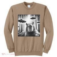 Funny Graphic Novelty Capybara Selfie With Ufo Weird Silly Sweatshirt thumb 0