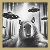 Funny Graphic Novelty Capybara Selfie With Ufo Weird Silly Sweatshirt thumb 2