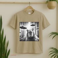 Funny Graphic Novelty Capybara Selfie With Ufo Weird Silly T-Shirt thumb 2