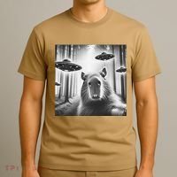 Funny Graphic Novelty Capybara Selfie With Ufo Weird Silly T-Shirt thumb 3