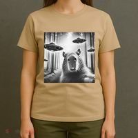 Funny Graphic Novelty Capybara Selfie With Ufo Weird Silly T-Shirt thumb 4