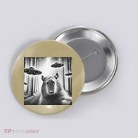 Funny Graphic Novelty Capybara Selfie With Ufo Weird Silly Button thumb 0
