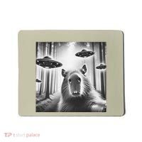 Funny Graphic Novelty Capybara Selfie With Ufo Weird Silly Mousepad thumb 0