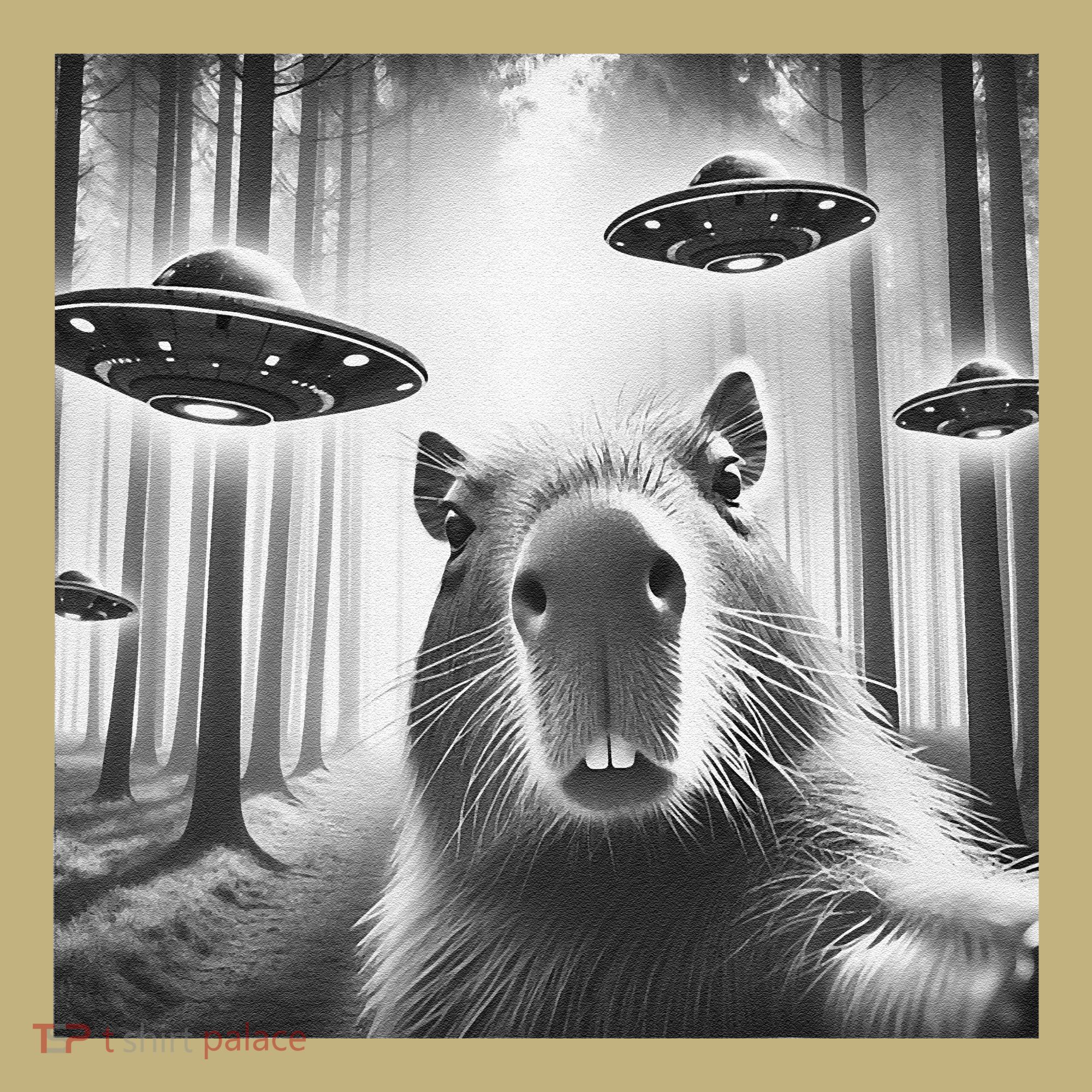 Funny Graphic Novelty Capybara Selfie With Ufo Weird Silly Mousepad