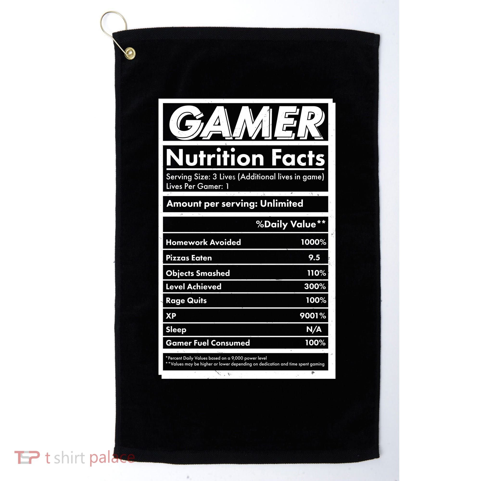 Funny Gamer Nutrition Facts Golf Towel