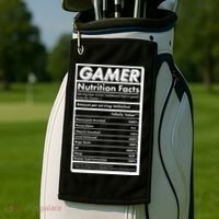 Funny Gamer Nutrition Facts Golf Towel thumb 2