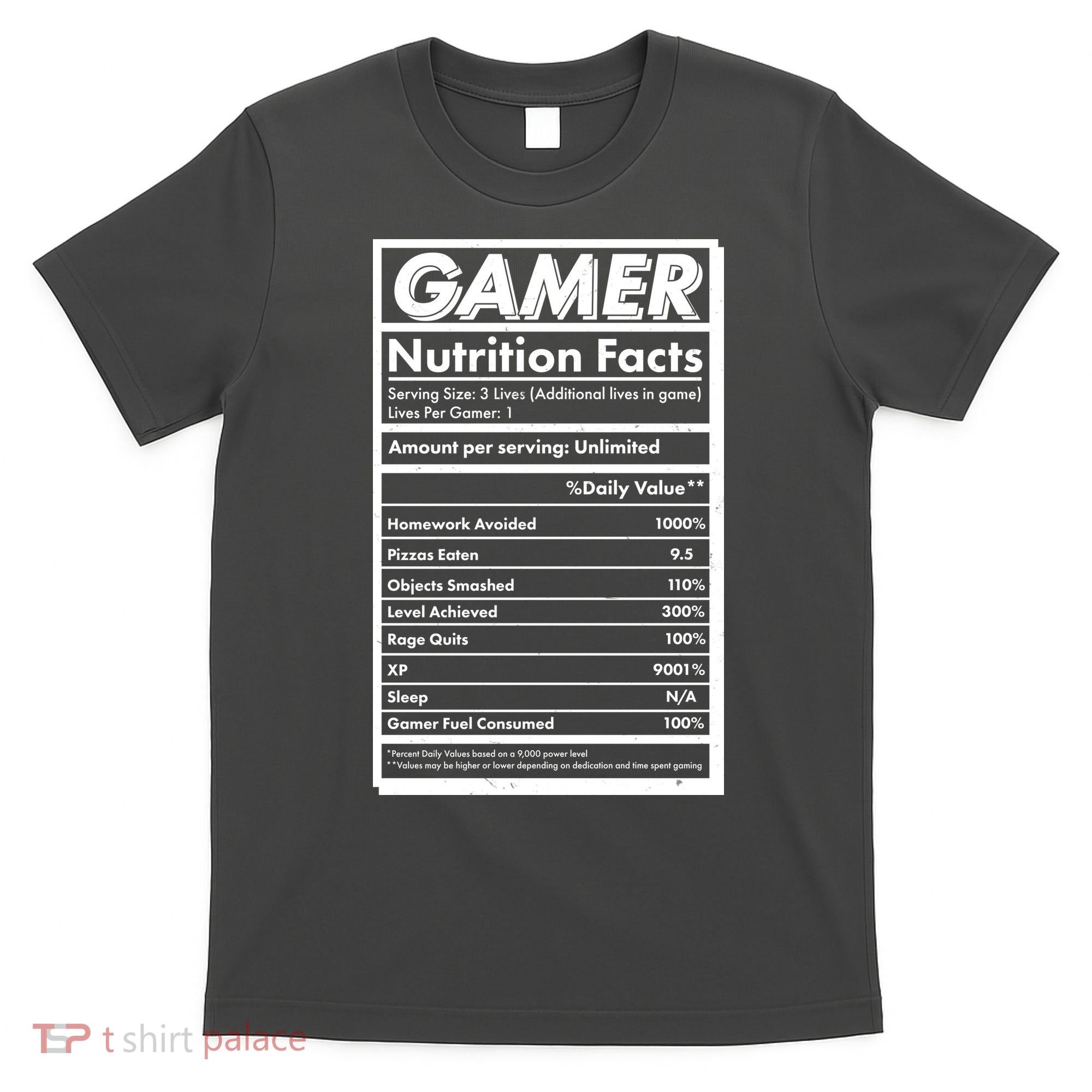 Funny Gamer Nutrition Facts T-Shirt