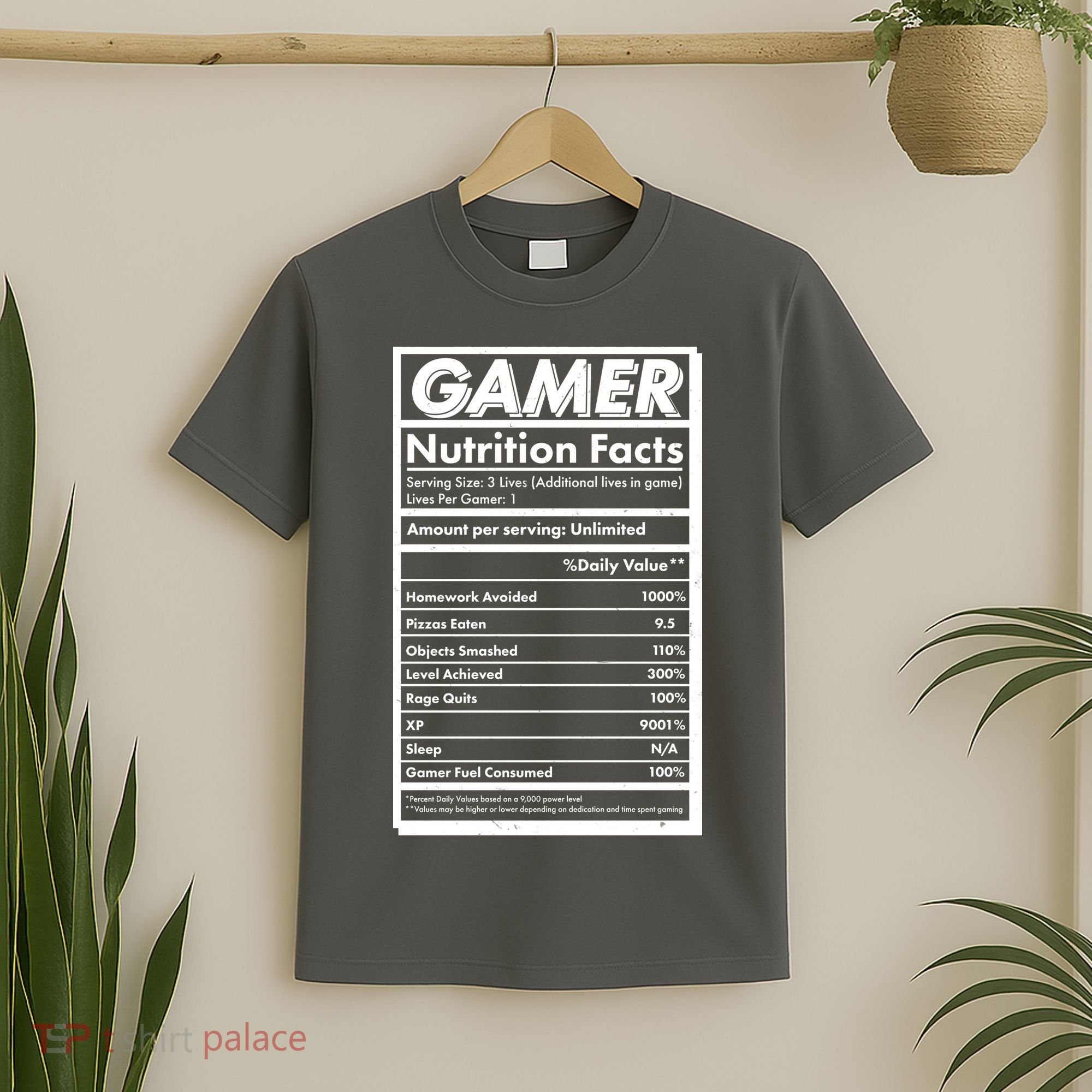 Funny Gamer Nutrition Facts T-Shirt