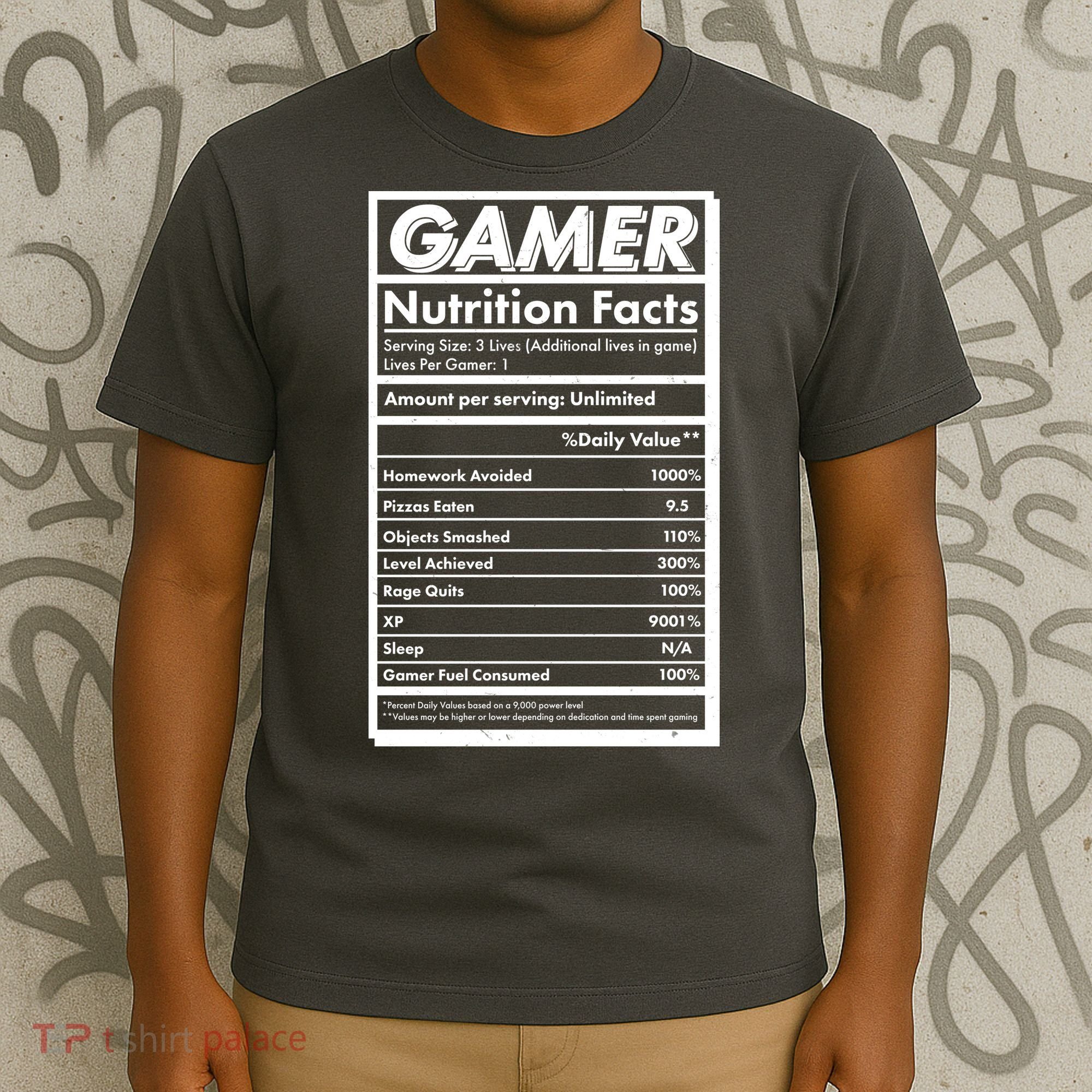 Funny Gamer Nutrition Facts T-Shirt
