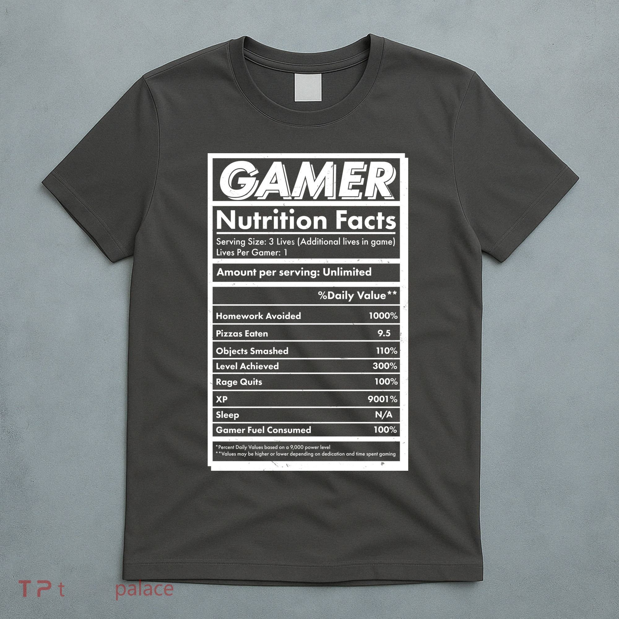 Funny Gamer Nutrition Facts T-Shirt
