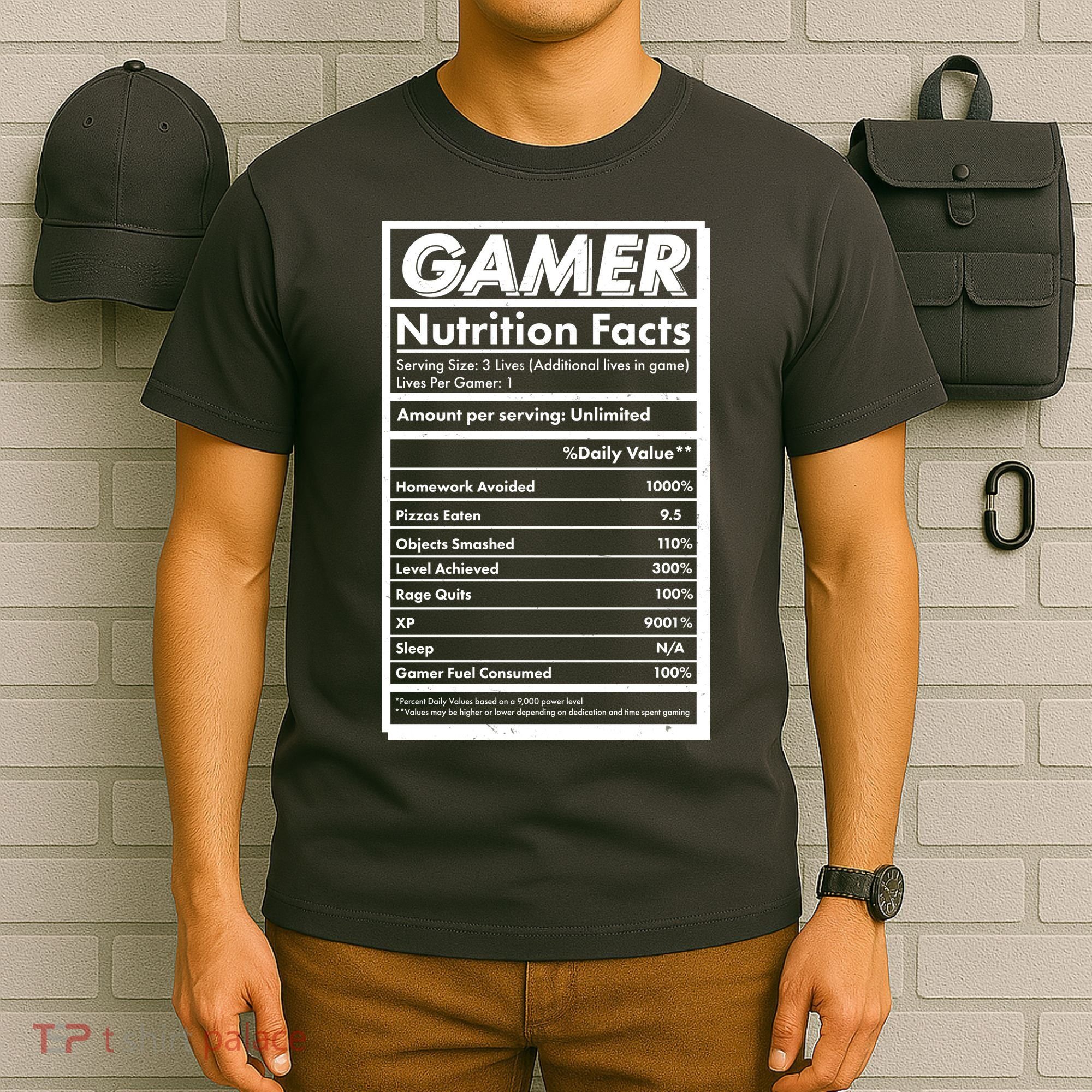 Funny Gamer Nutrition Facts T-Shirt