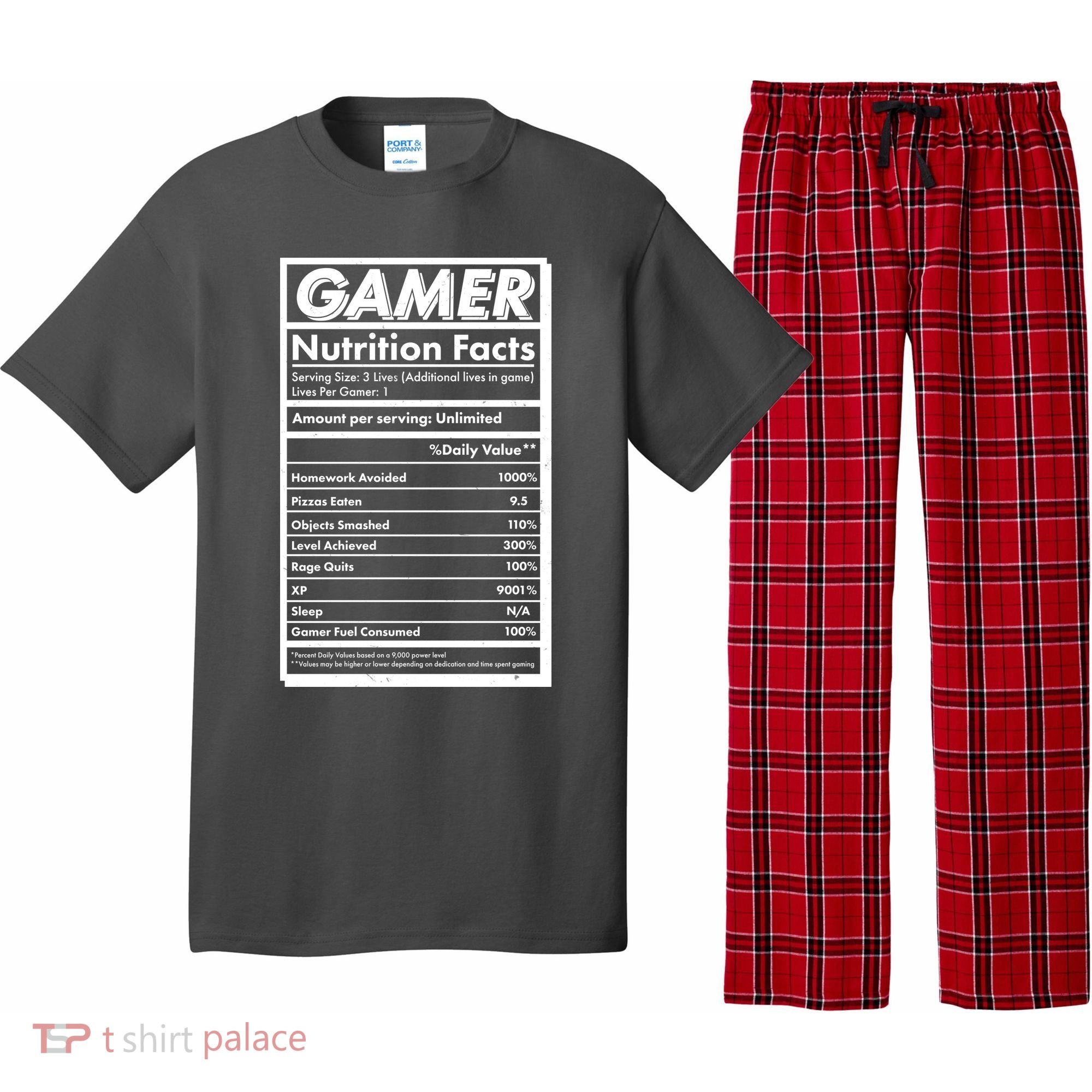 Funny Gamer Nutrition Facts Pajama Set
