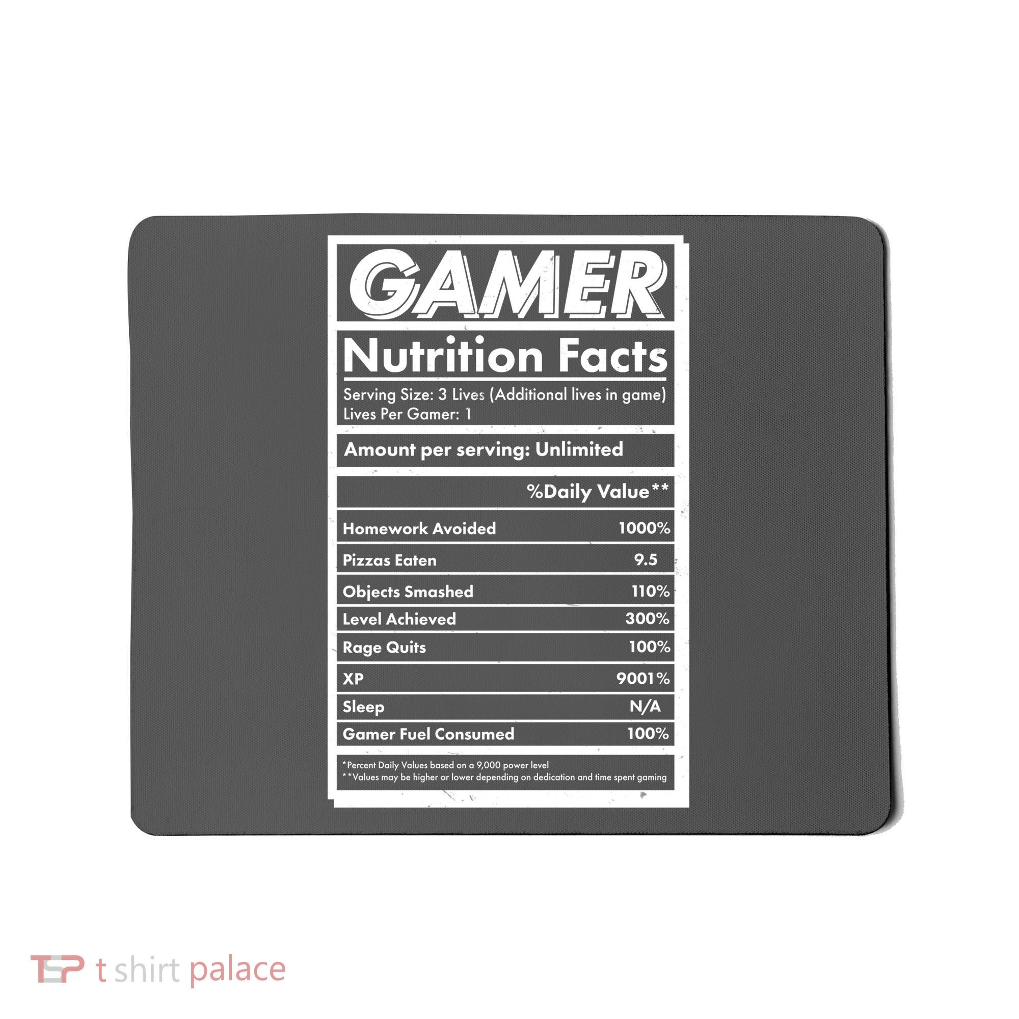 Funny Gamer Nutrition Facts Mousepad