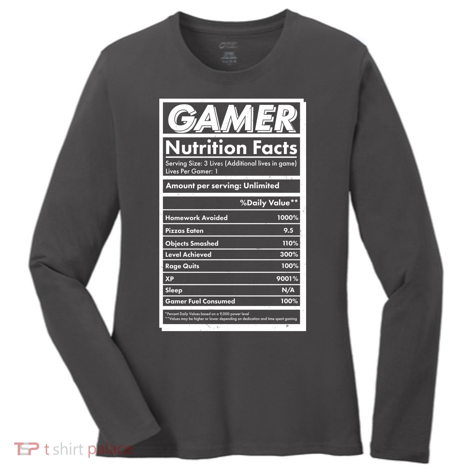 Funny Gamer Nutrition Facts Women's Long Sleeve Shirt