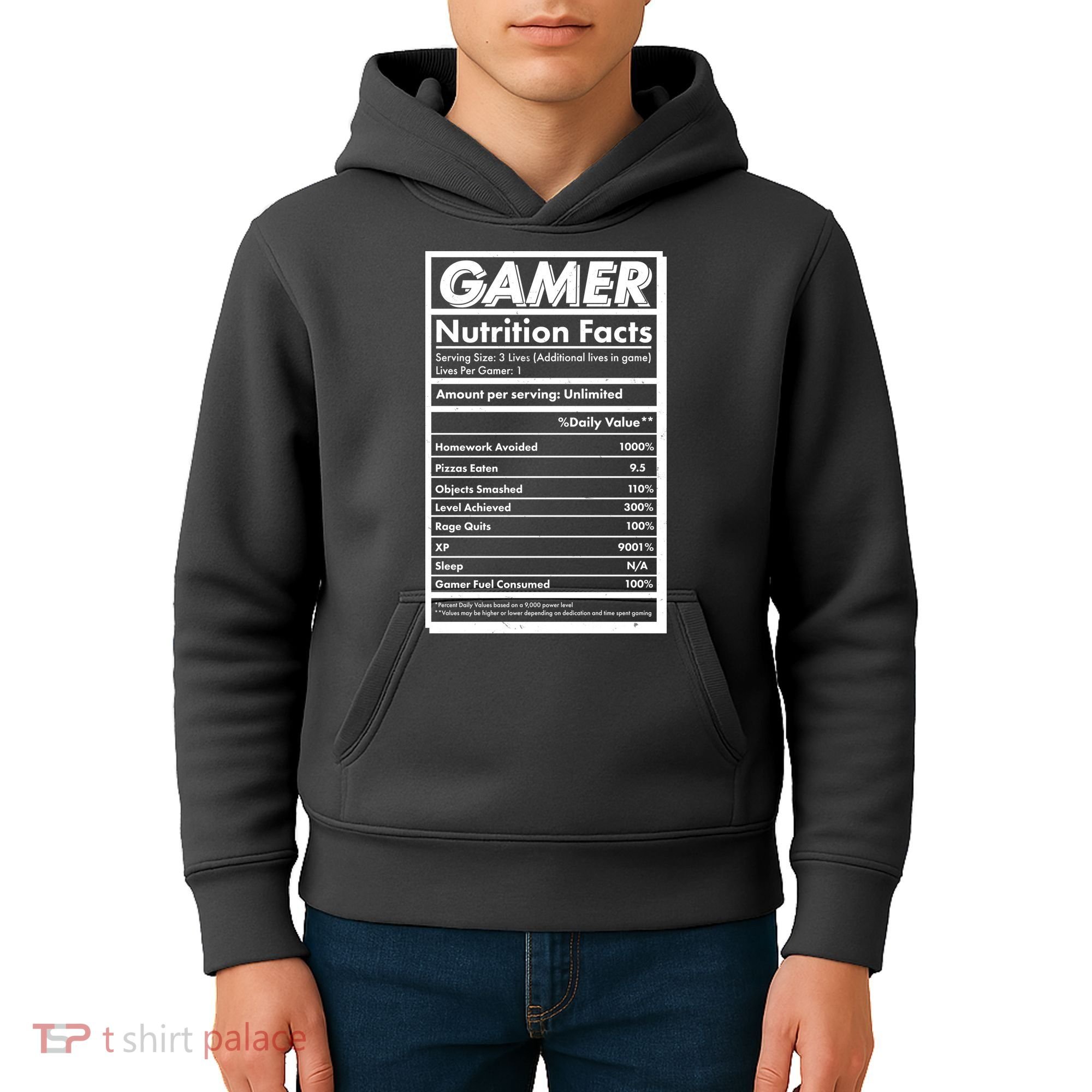 Funny Gamer Nutrition Facts Kids Hoodie