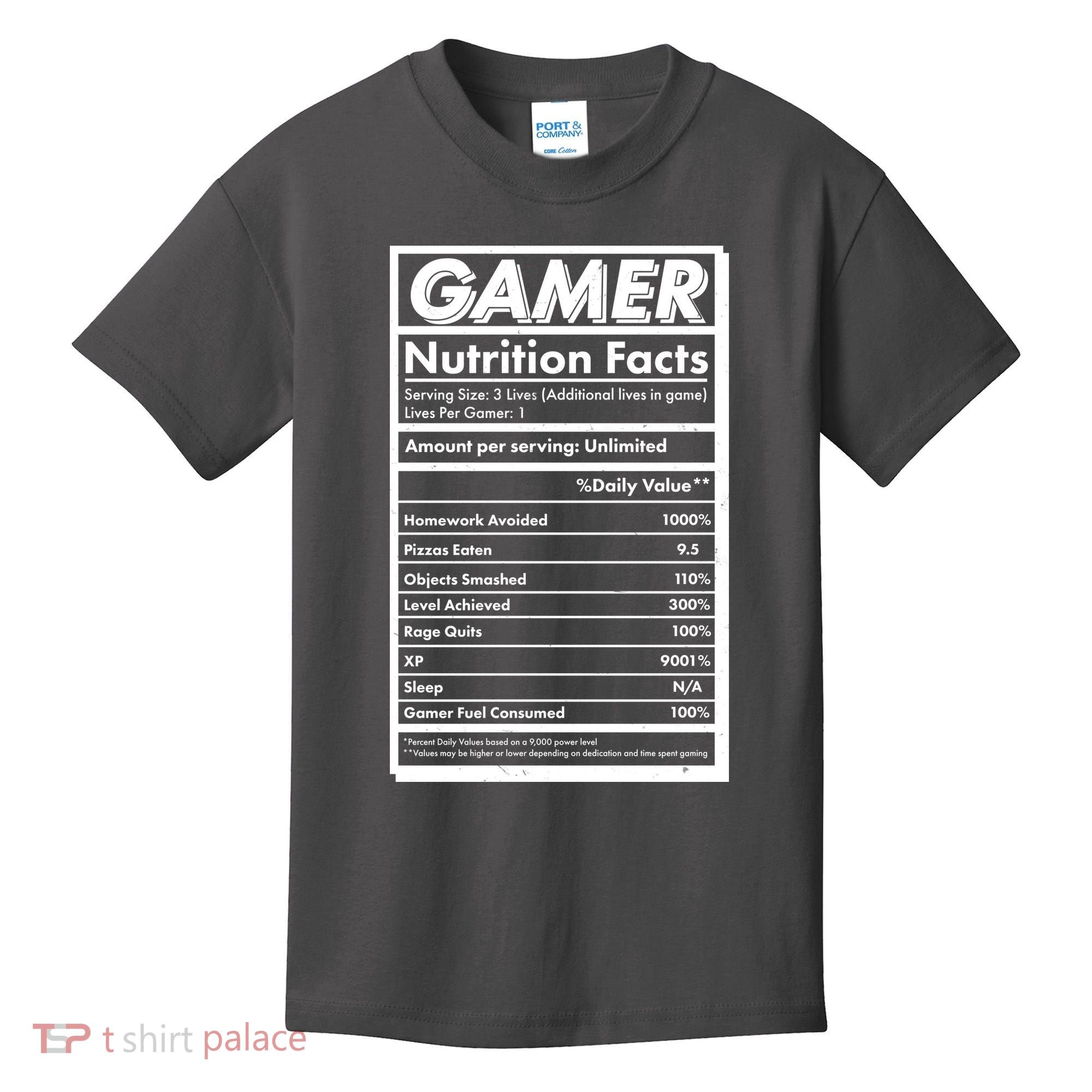 Funny Gamer Nutrition Facts Kids T-Shirt