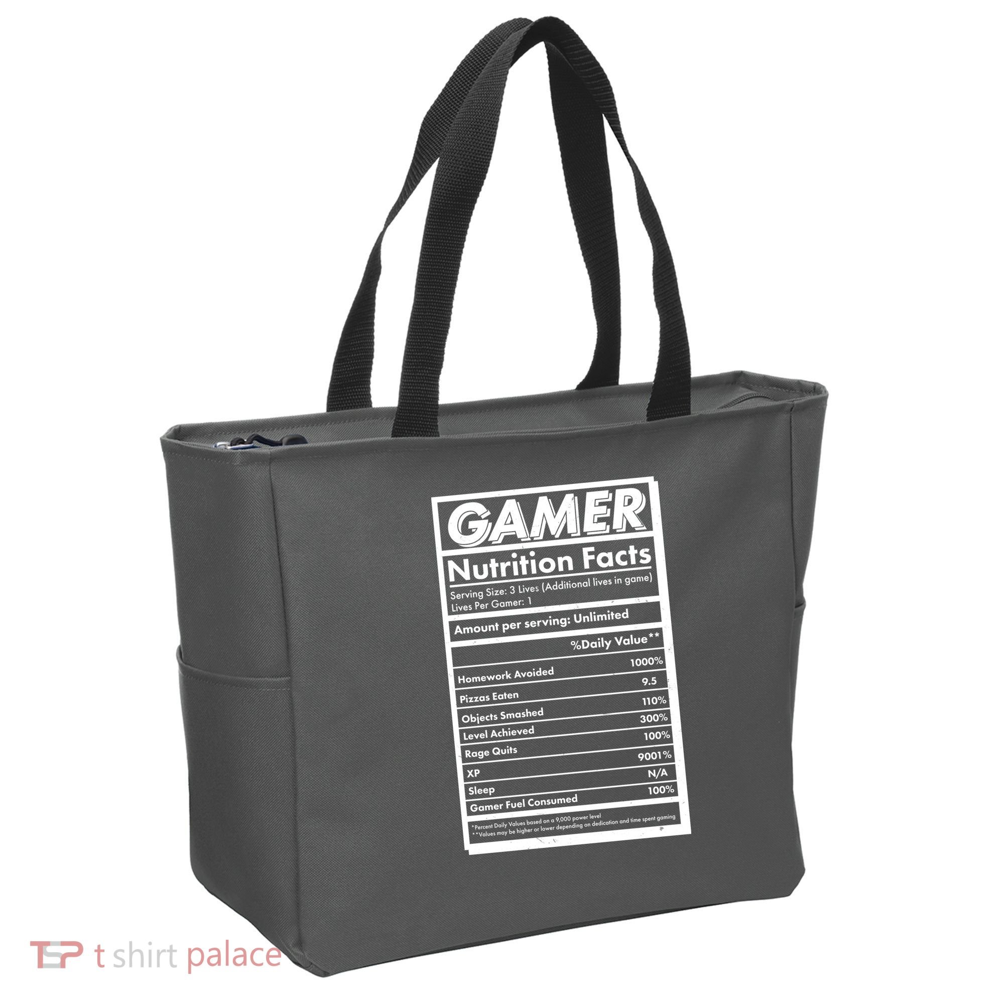 Funny Gamer Nutrition Facts Tote Bag