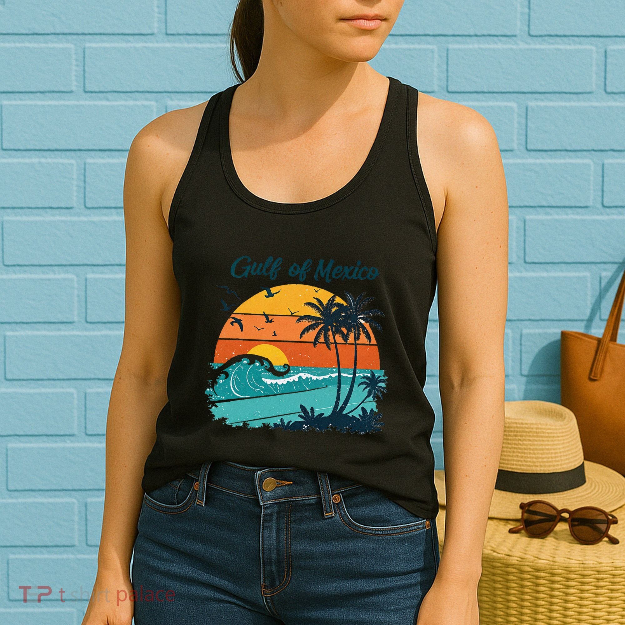 Funny Gulf Of Mexico Beach Palms Summer Vacation Women's Tank Top
