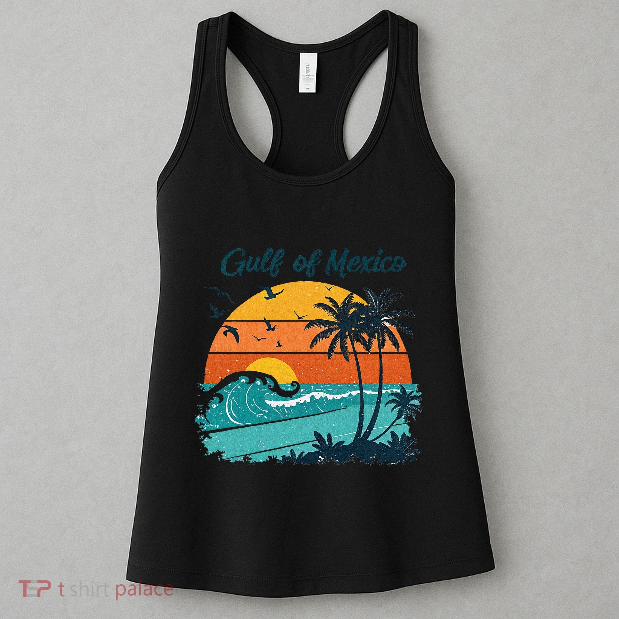 Funny Gulf Of Mexico Beach Palms Summer Vacation Women's Tank Top