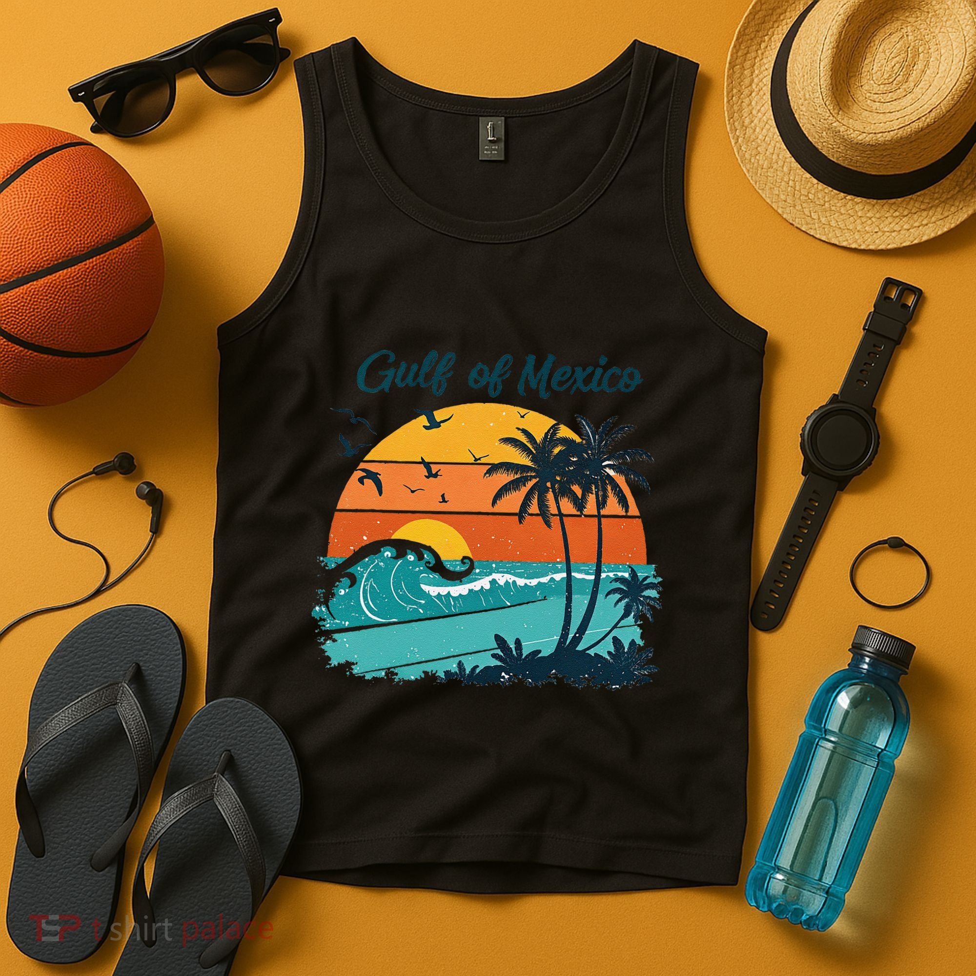 Funny Gulf Of Mexico Beach Palms Summer Vacation Tank Top