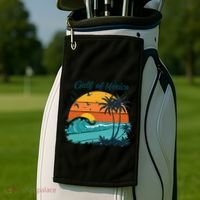 Funny Gulf Of Mexico Beach Palms Summer Vacation Golf Towel thumb 2