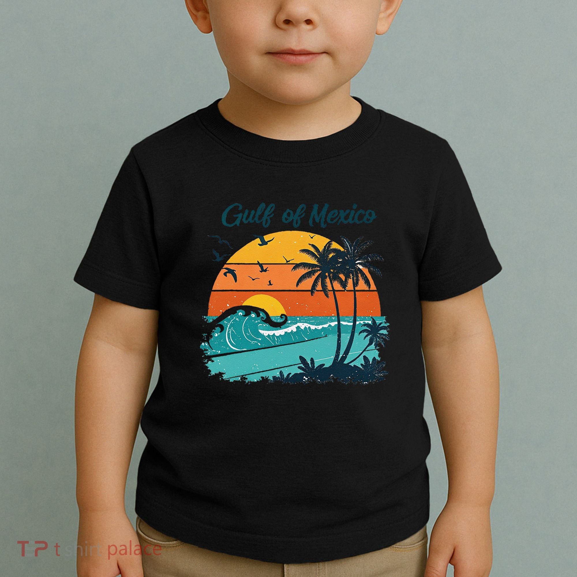 Funny Gulf Of Mexico Beach Palms Summer Vacation Toddler T-Shirt