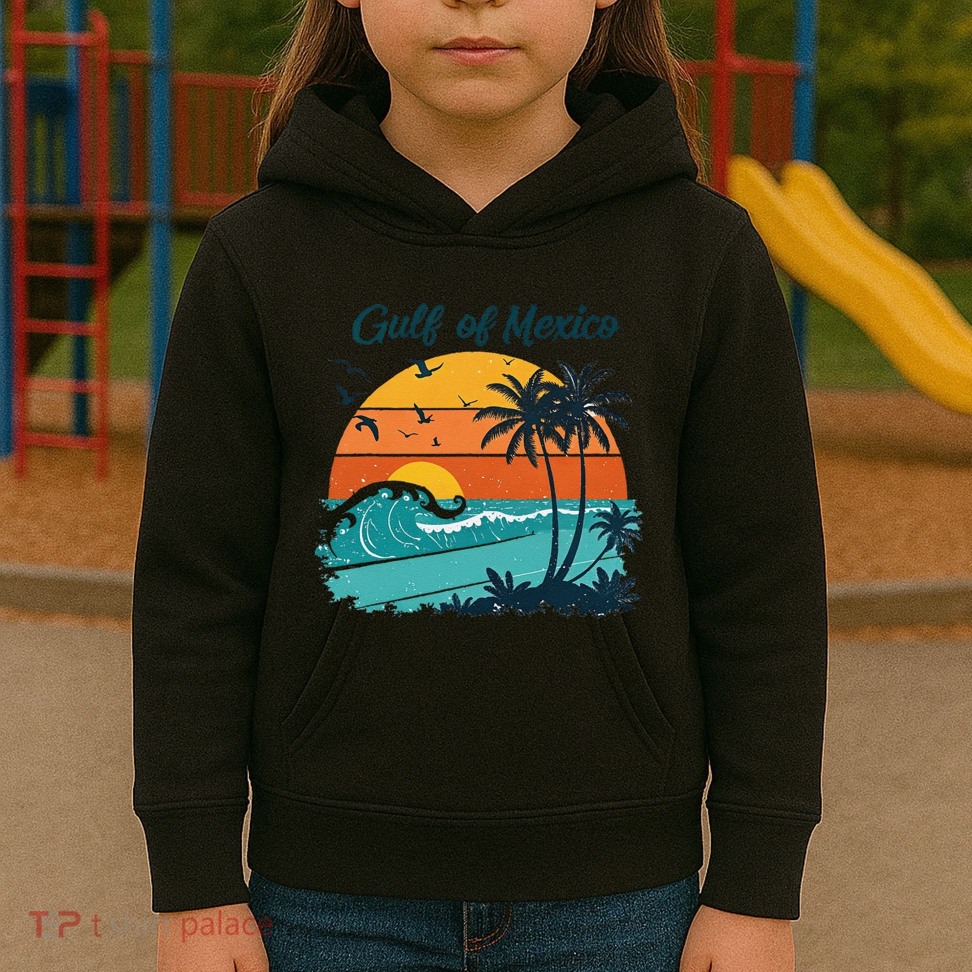 Funny Gulf Of Mexico Beach Palms Summer Vacation Kids Hoodie