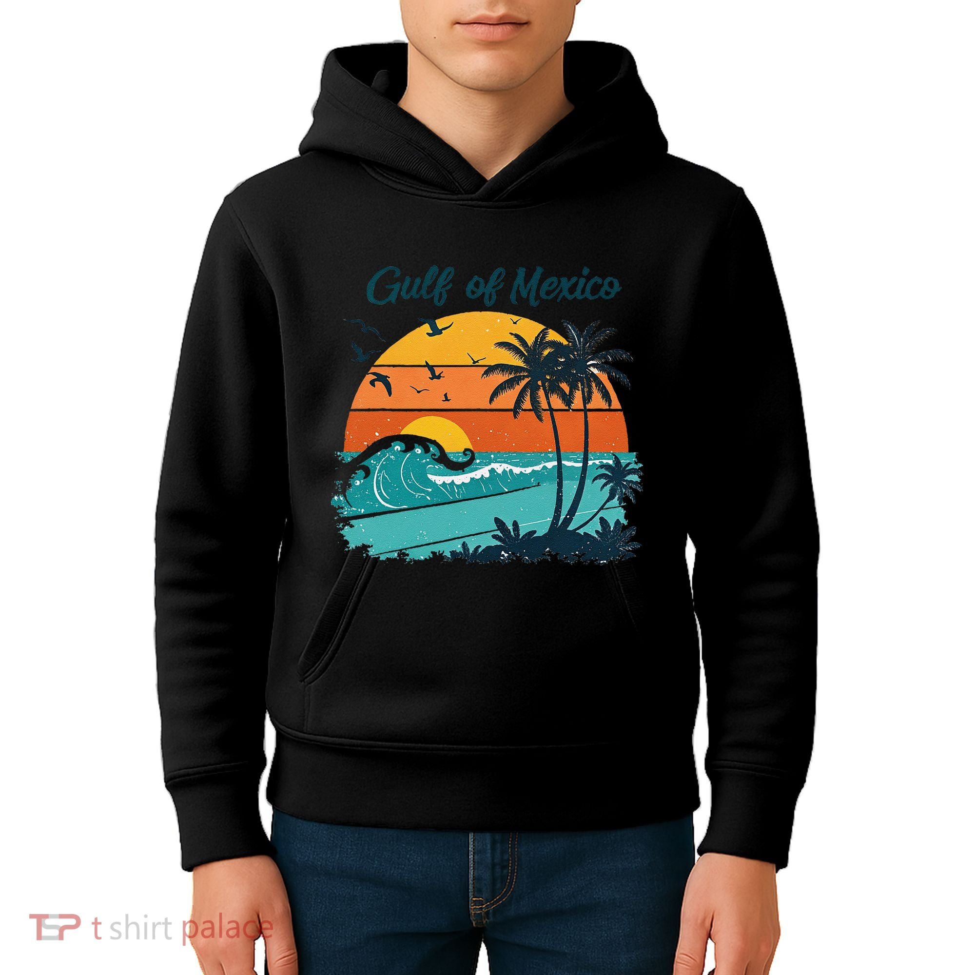 Funny Gulf Of Mexico Beach Palms Summer Vacation Kids Hoodie