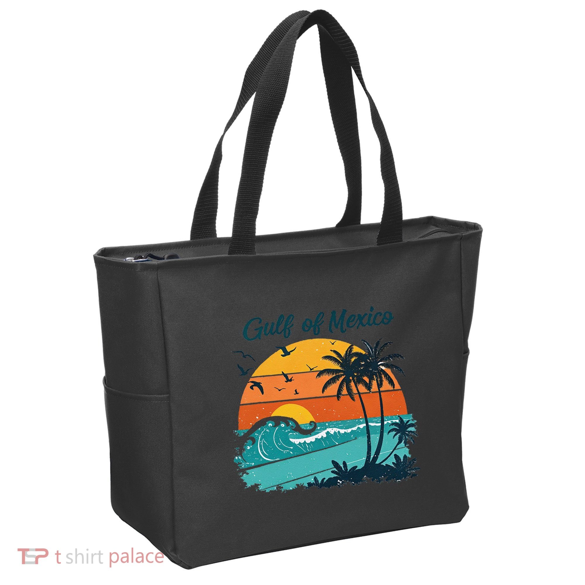 Funny Gulf Of Mexico Beach Palms Summer Vacation Tote Bag