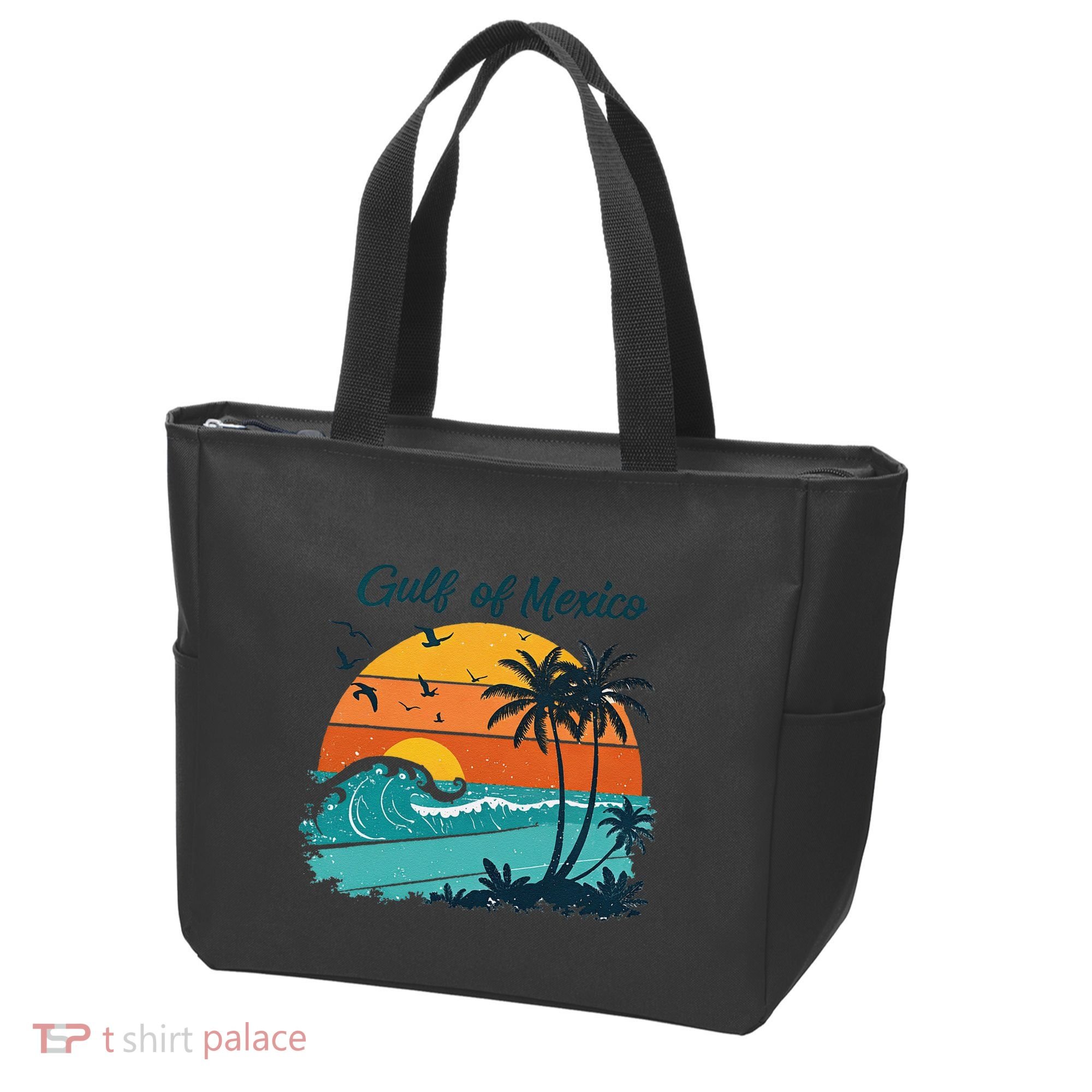 Funny Gulf Of Mexico Beach Palms Summer Vacation Tote Bag